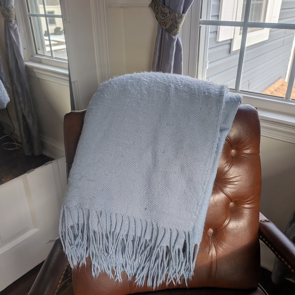 Madison Park Light Blue Fringe Throw Blanket